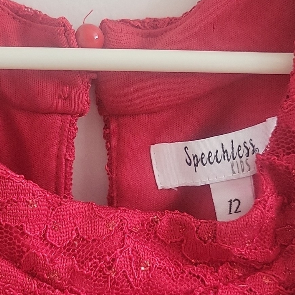 Girls Sz 12 Princess Sleeveless Speechless Lace Bodice Sparkly Embellish Waist - Picture 4 of 11
